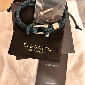 Elegatto Alchon Platinum Men's Forest Green Bracelet